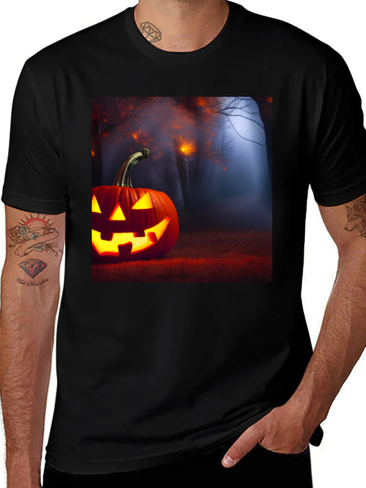 Camiseta Negra con Diseño de Calabaza Halloween