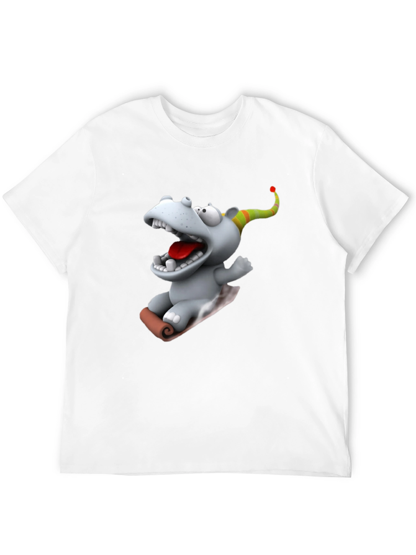 Camiseta Negra con Dibujo Animado de Hipopótamo Navideño