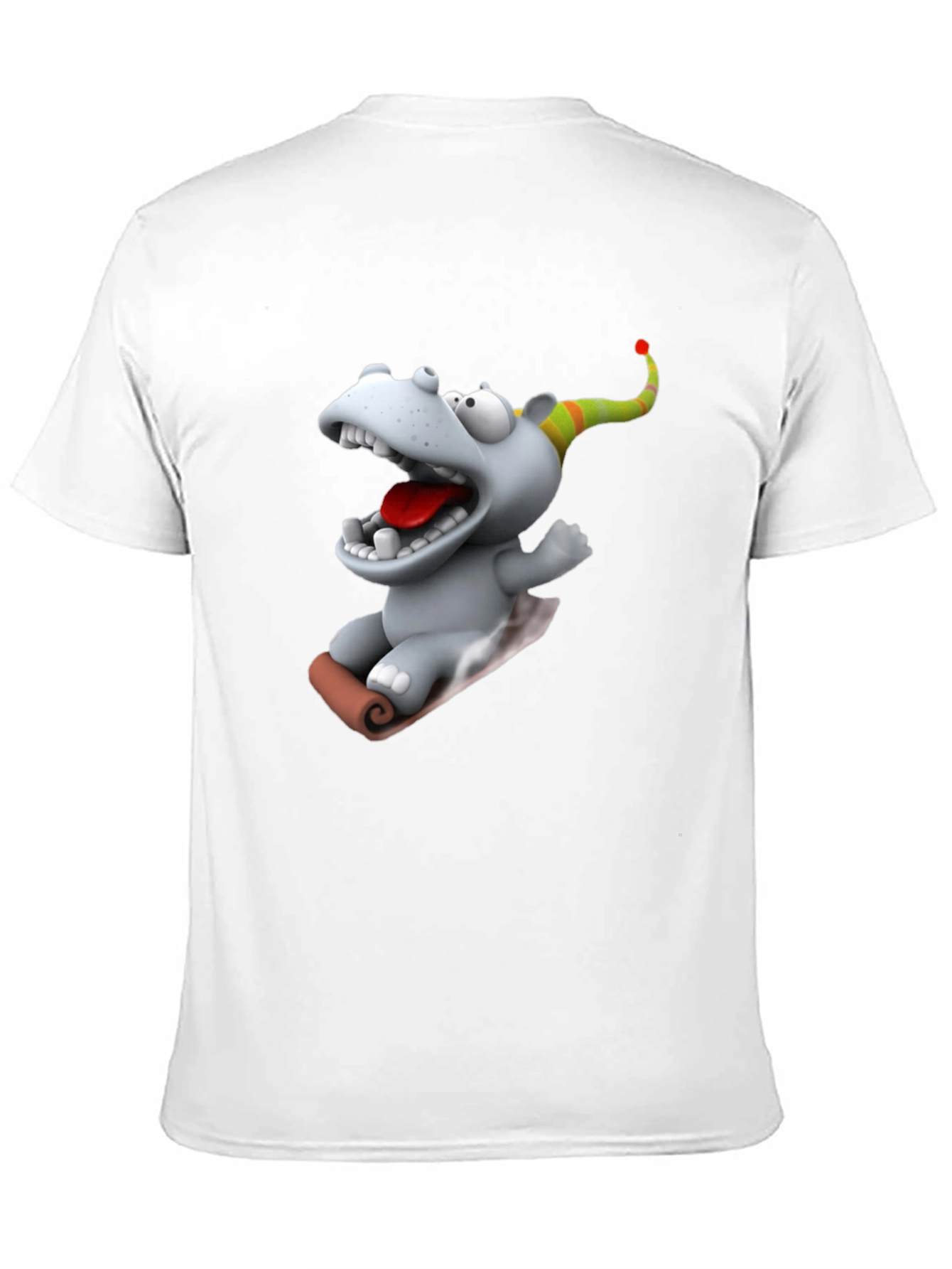 Camiseta Negra con Dibujo Animado de Hipopótamo Navideño