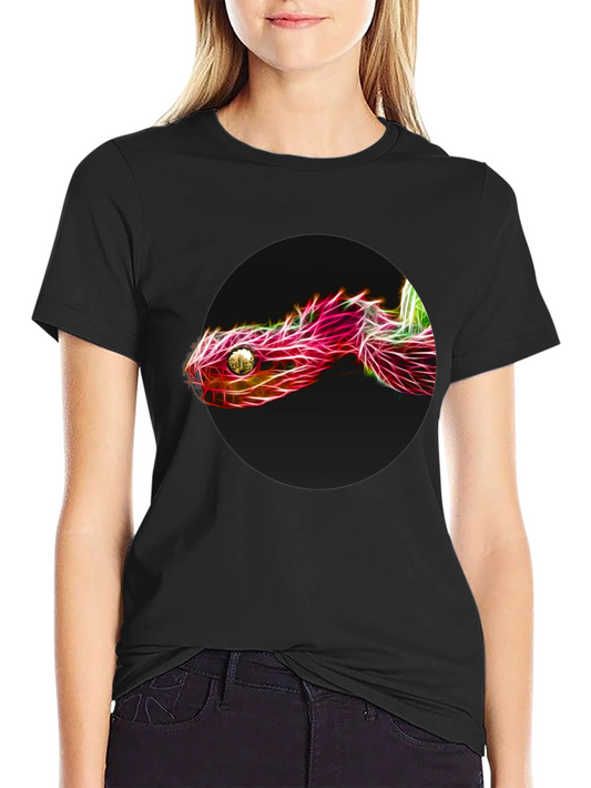 Camiseta Negra con Diseño de Serpiente Neón