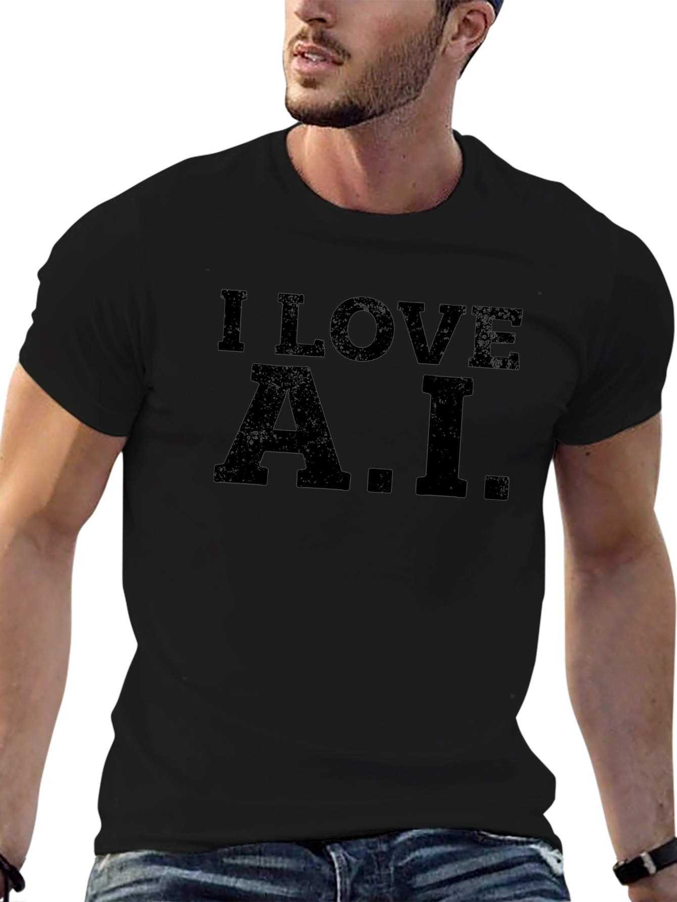Camiseta Negra I Love A.I. Casual