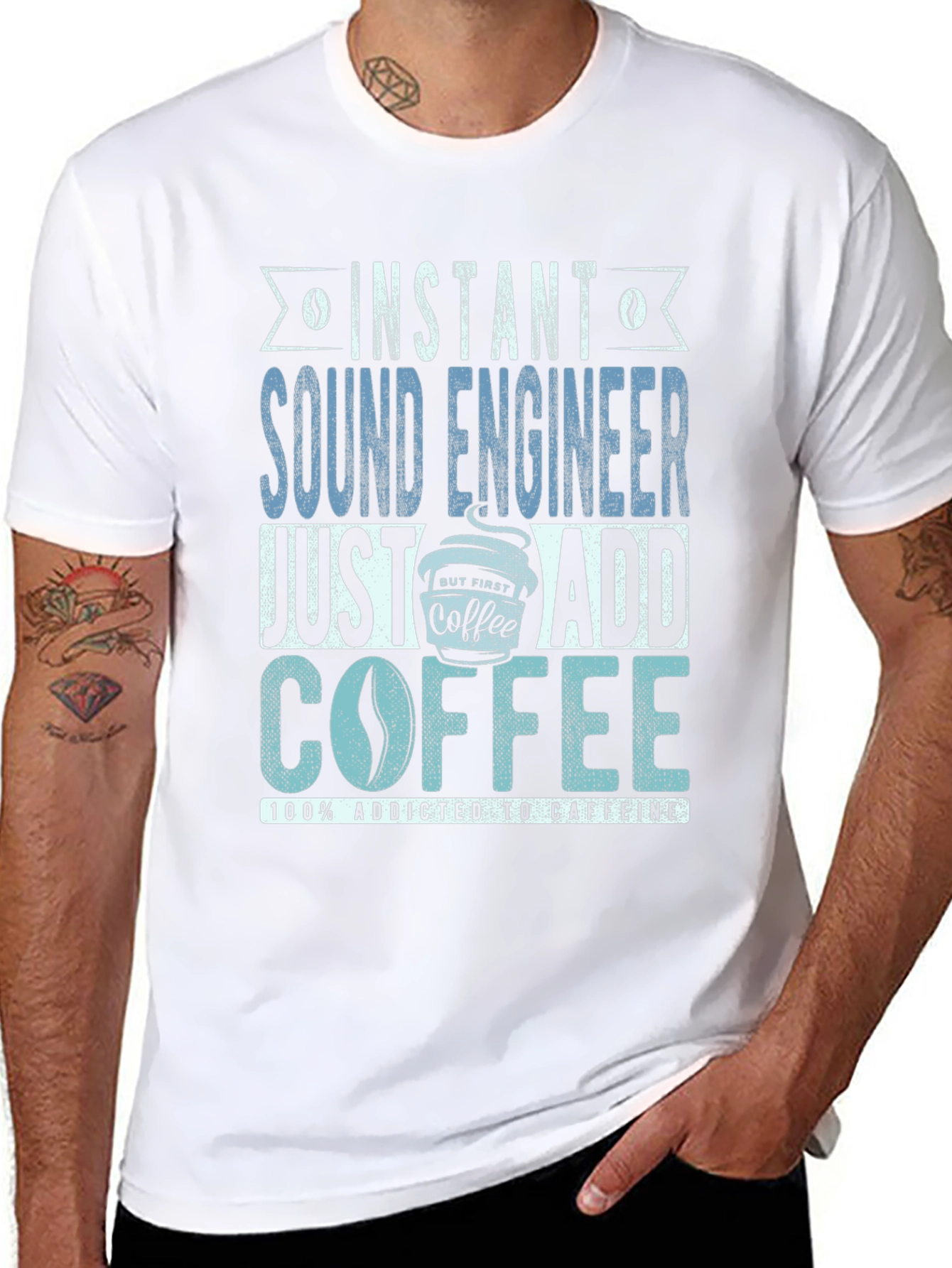 Camiseta Ingeniero de Sonido Adicto a Cafeína