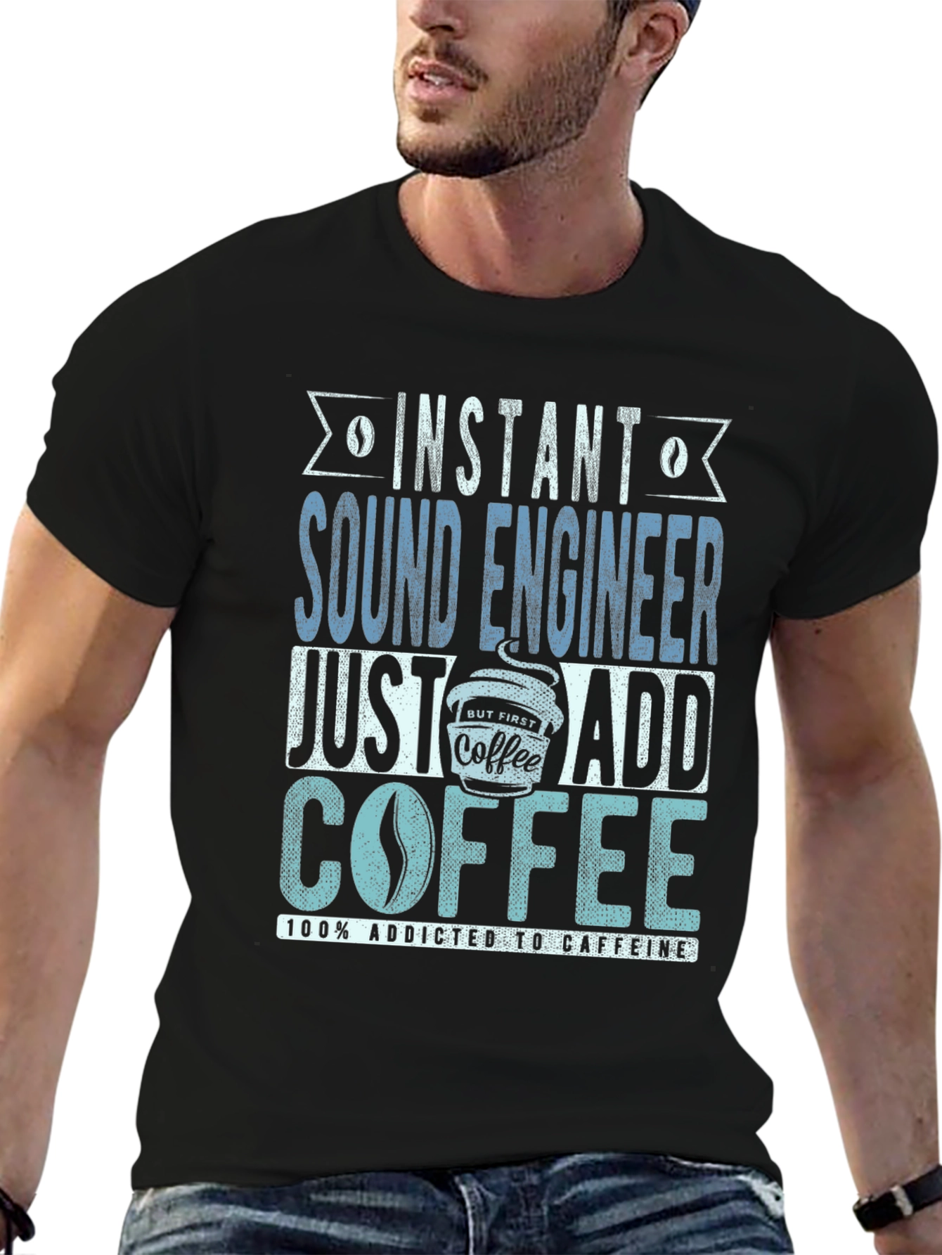 Camiseta Ingeniero de Sonido Adicto a Cafeína