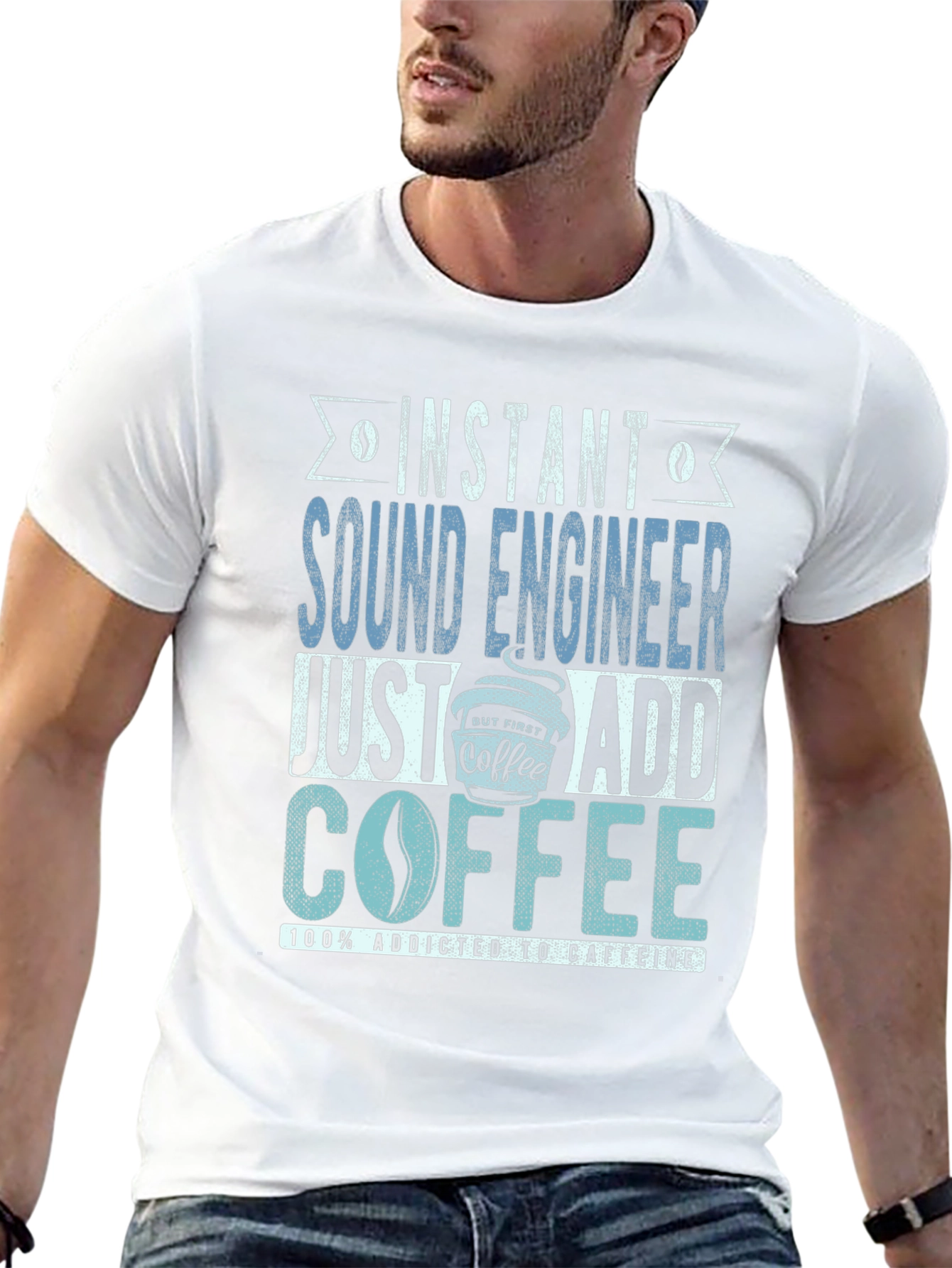 Camiseta Ingeniero de Sonido Adicto a Cafeína