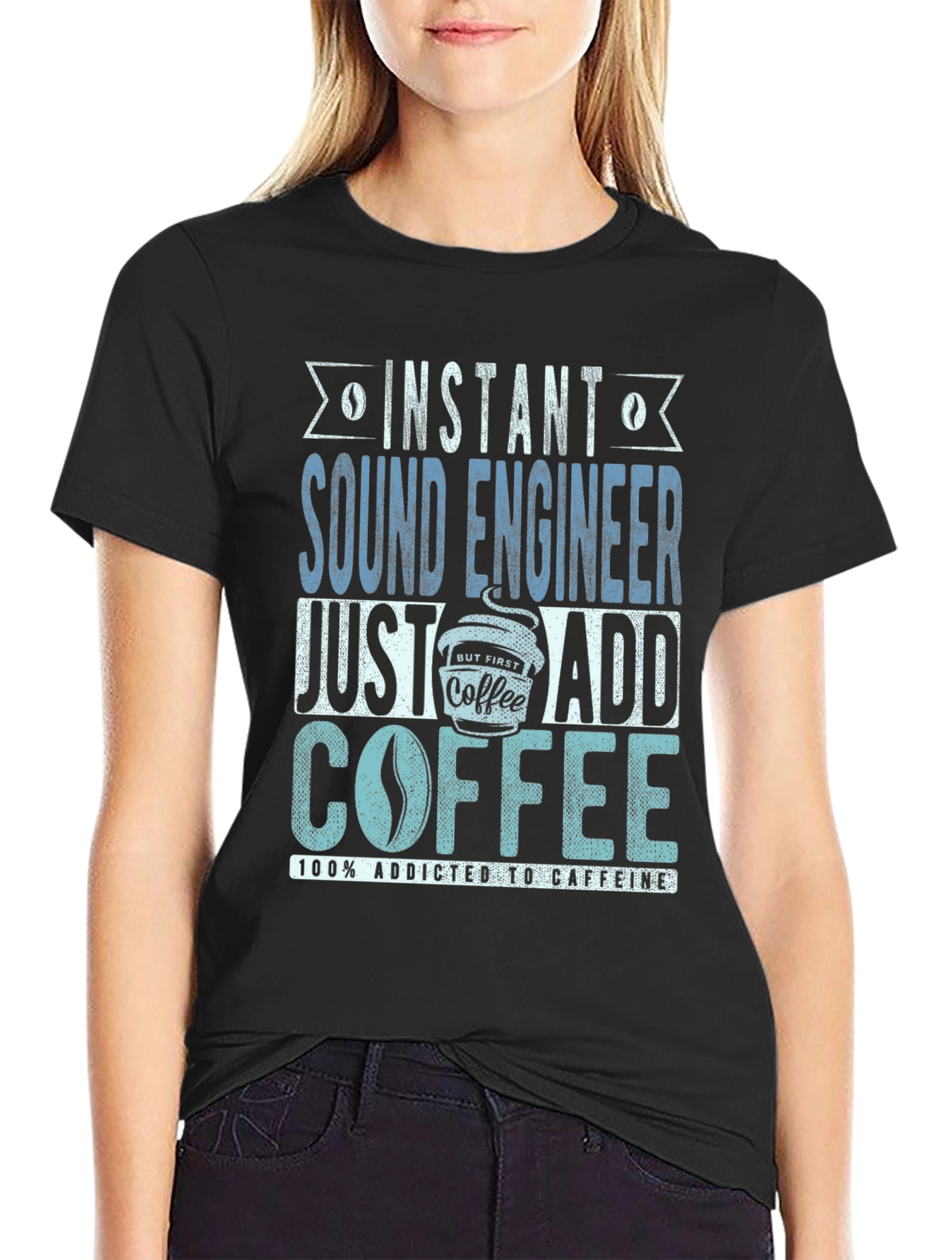 Camiseta Ingeniero de Sonido Adicto a Cafeína