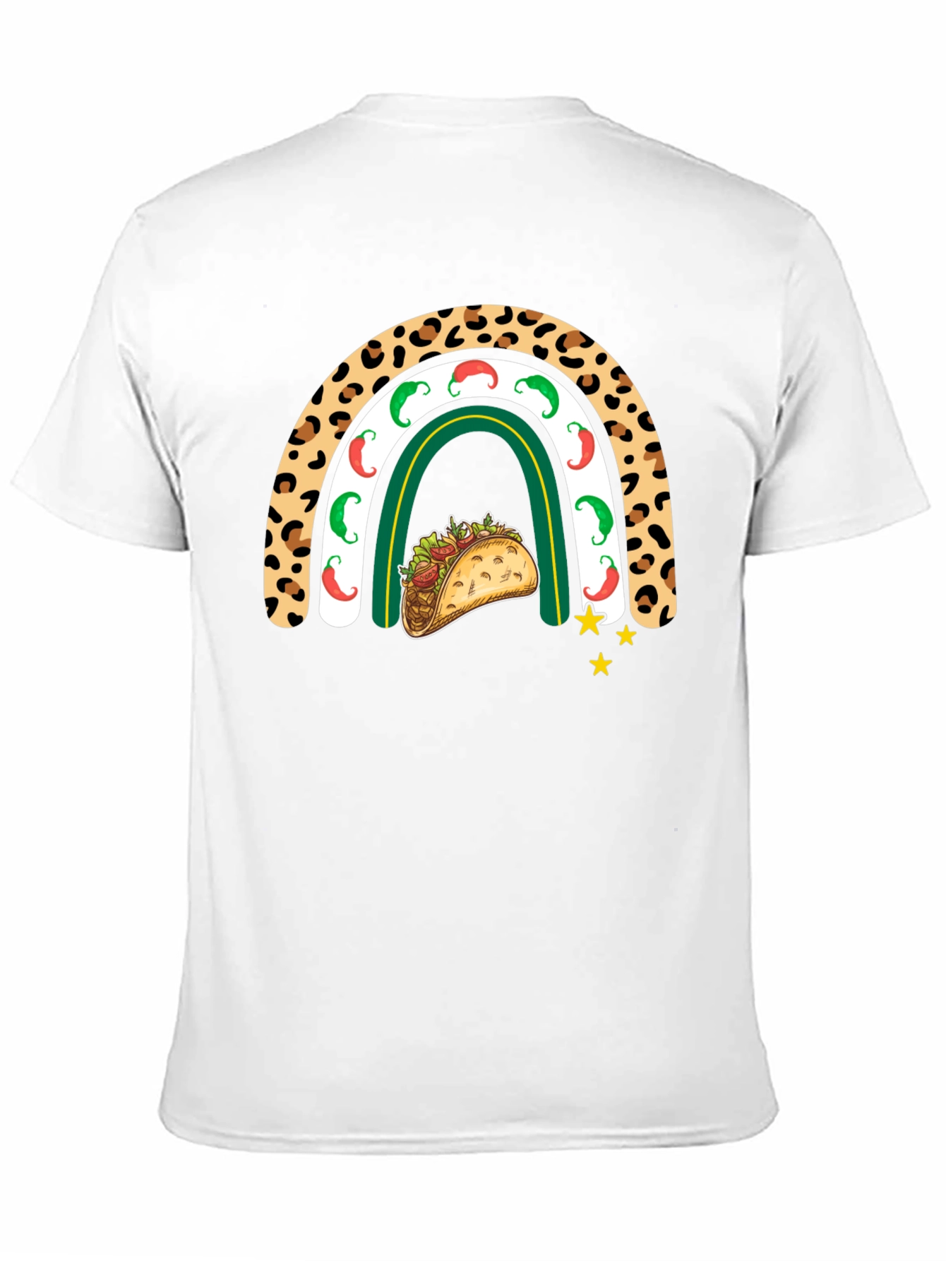 Camiseta Negra con Diseño de Taco y Arcoíris