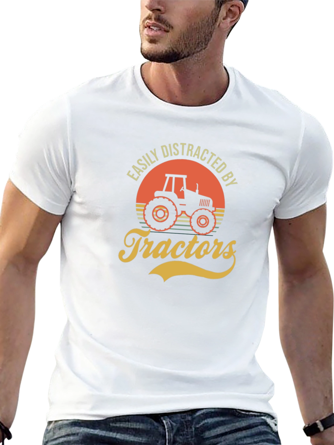 Camiseta Hombre Distraído por Tractores