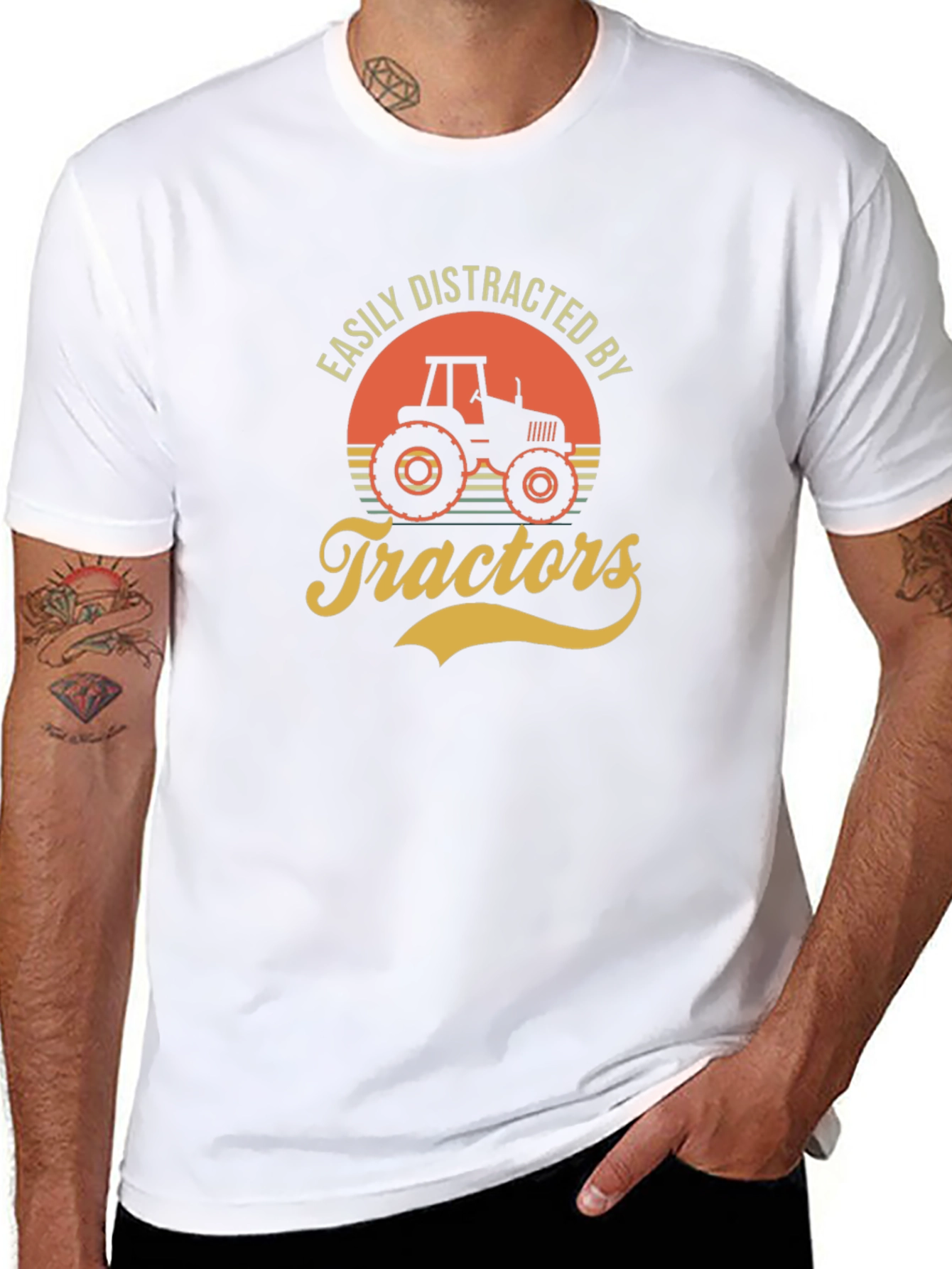 Camiseta Hombre Distraído por Tractores