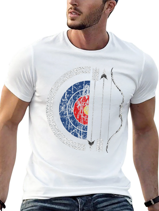 Camiseta Negra con Diseño de Tiro con Arco Vintage