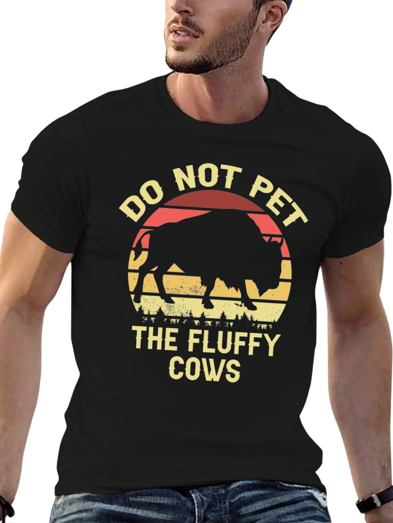 Camiseta Negra: No Acariciar Vacas Peludas