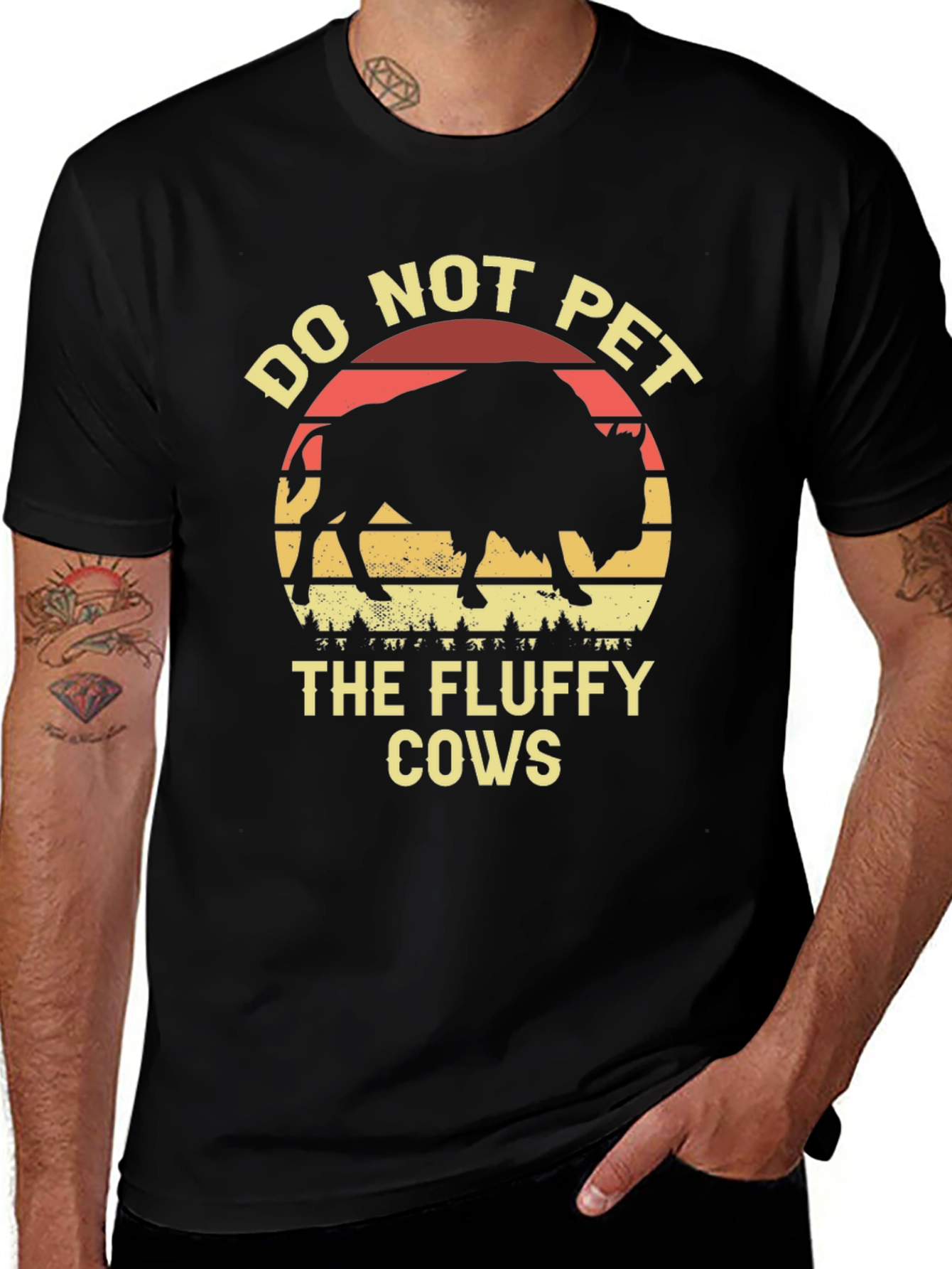 Camiseta Negra: No Acariciar Vacas Peludas