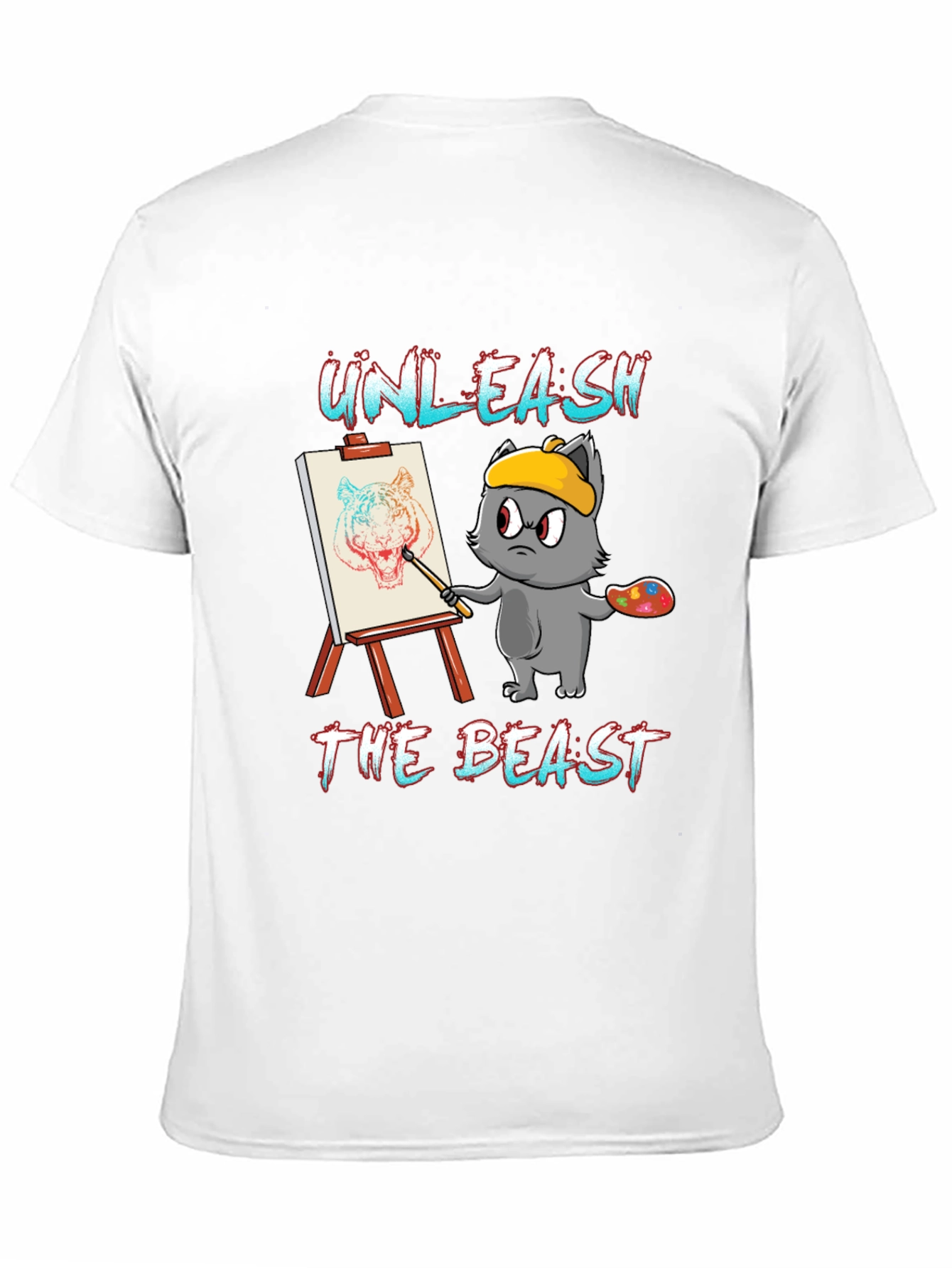 Camiseta Negra: Gato Artista Unleash The Beast