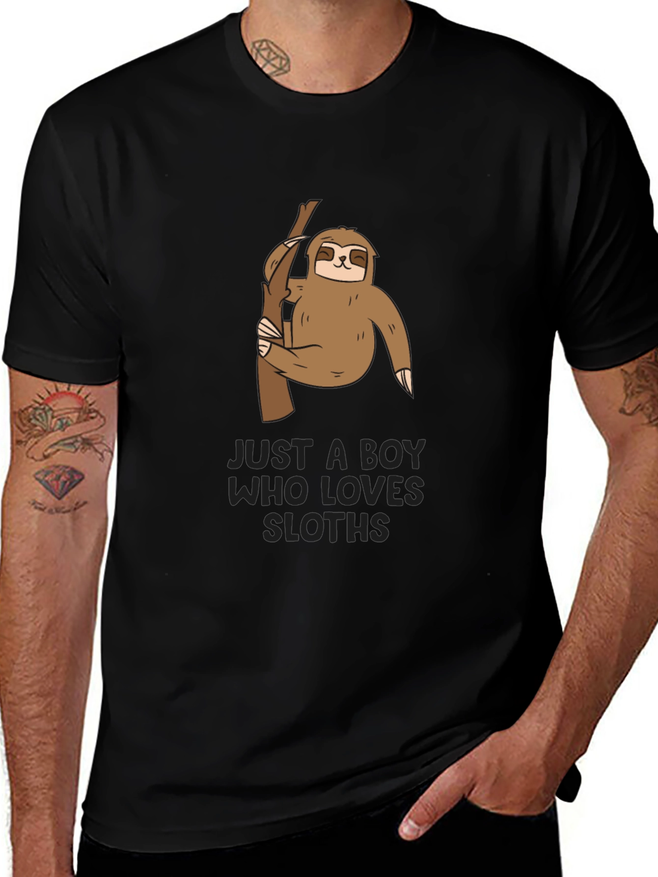 Camiseta Negra con Diseño de Oso Perezoso para Niños