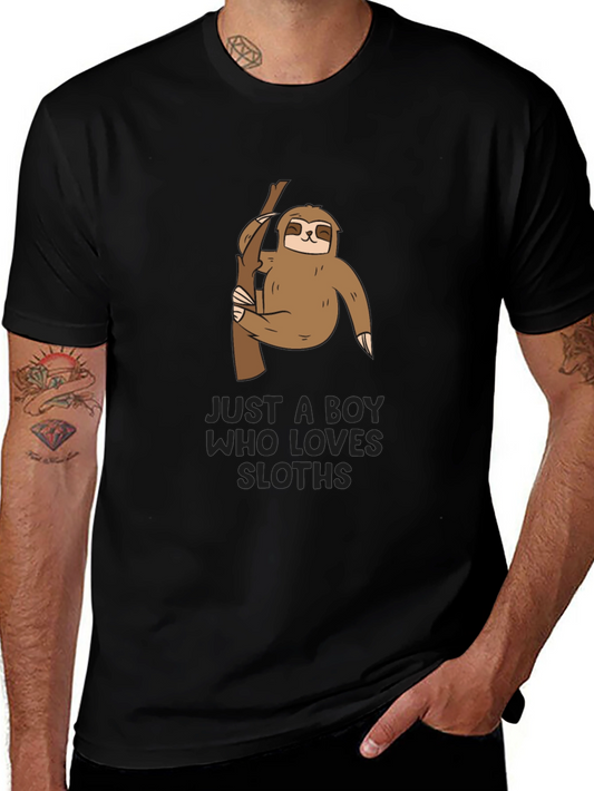 Camiseta Negra con Diseño de Oso Perezoso para Niños