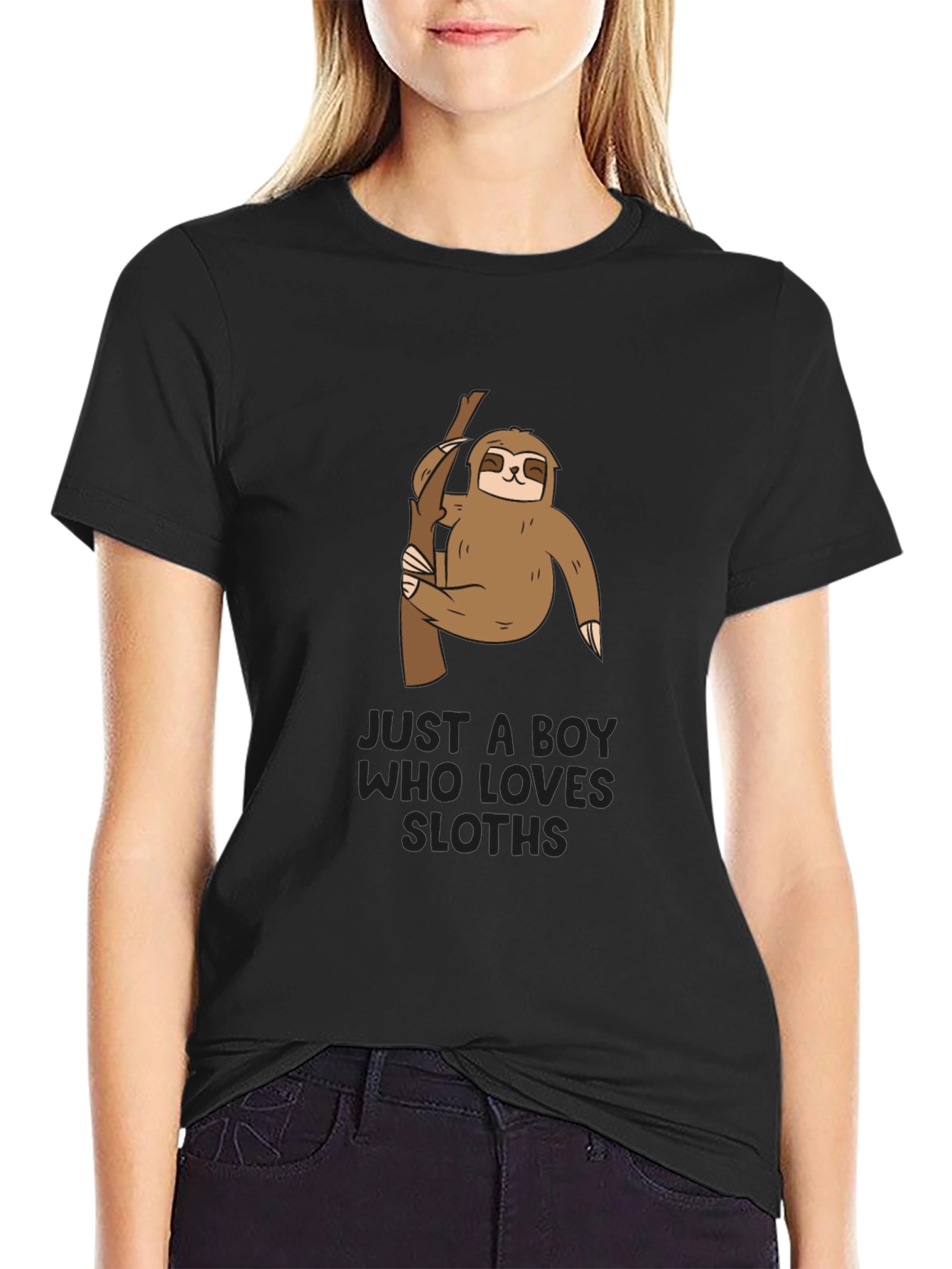 Camiseta Negra con Diseño de Oso Perezoso para Niños