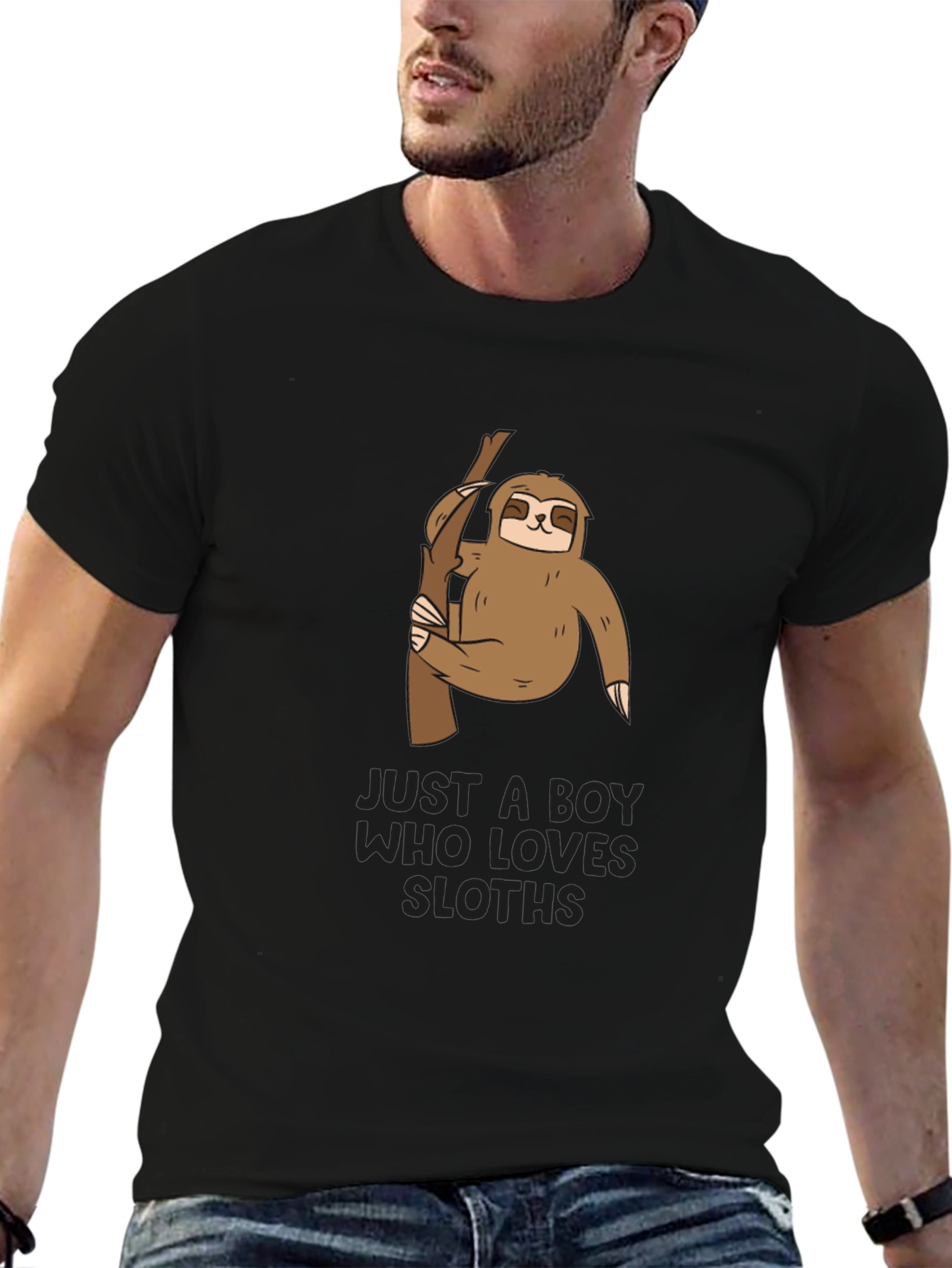 Camiseta Negra con Diseño de Oso Perezoso para Niños