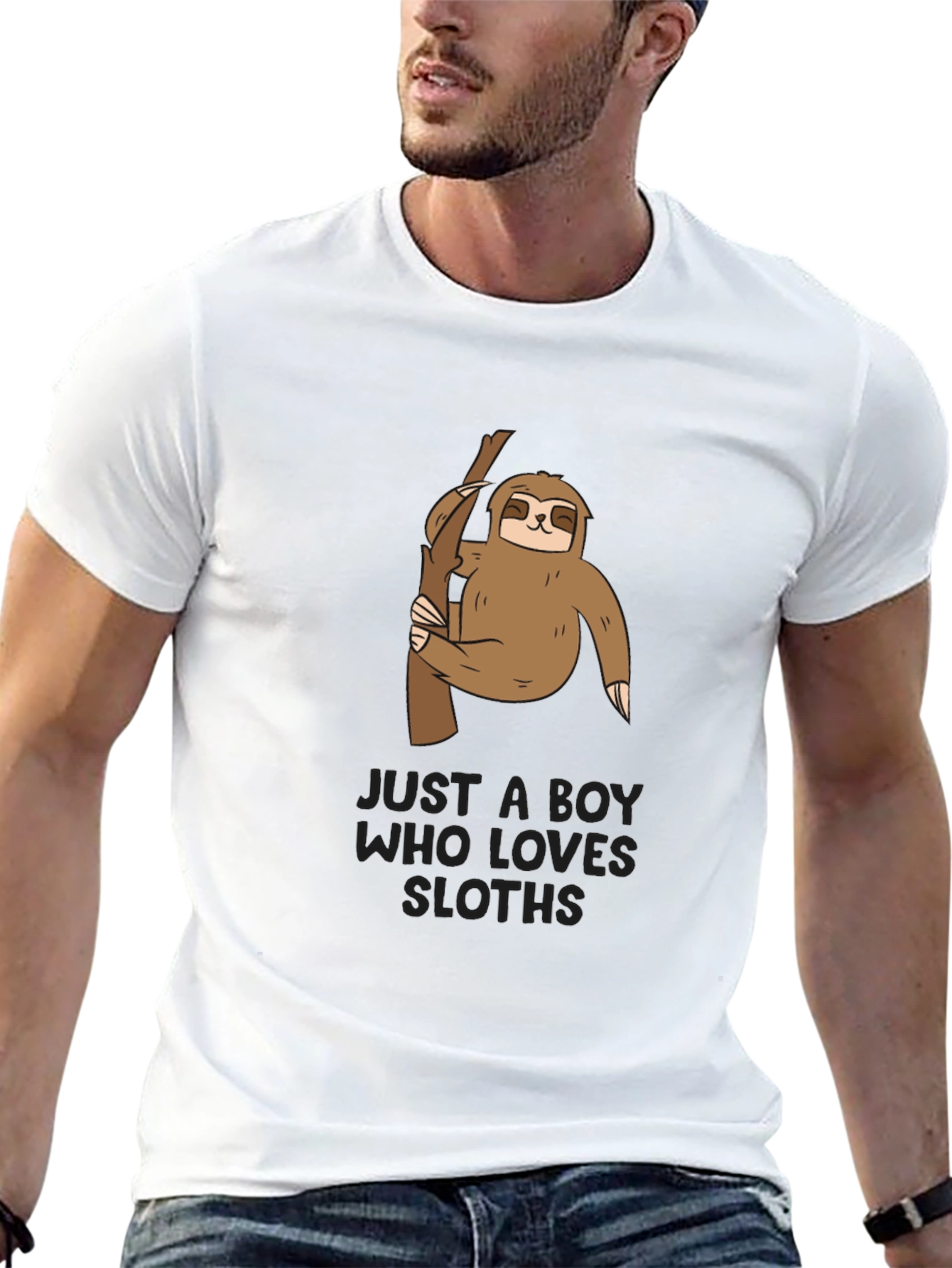Camiseta Negra con Diseño de Oso Perezoso para Niños