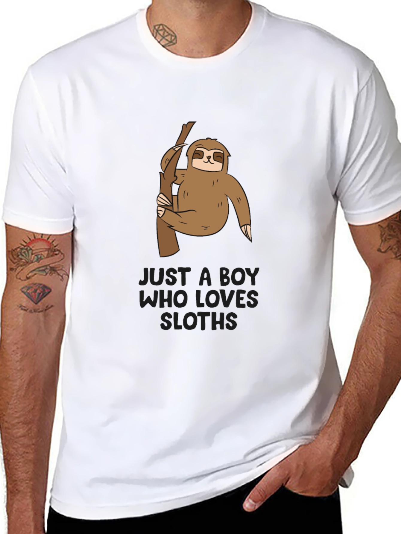Camiseta Negra con Diseño de Oso Perezoso para Niños
