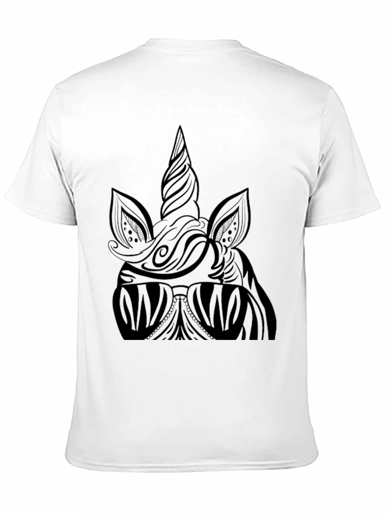 Camiseta Negra Unicornio Estilizado Hombre