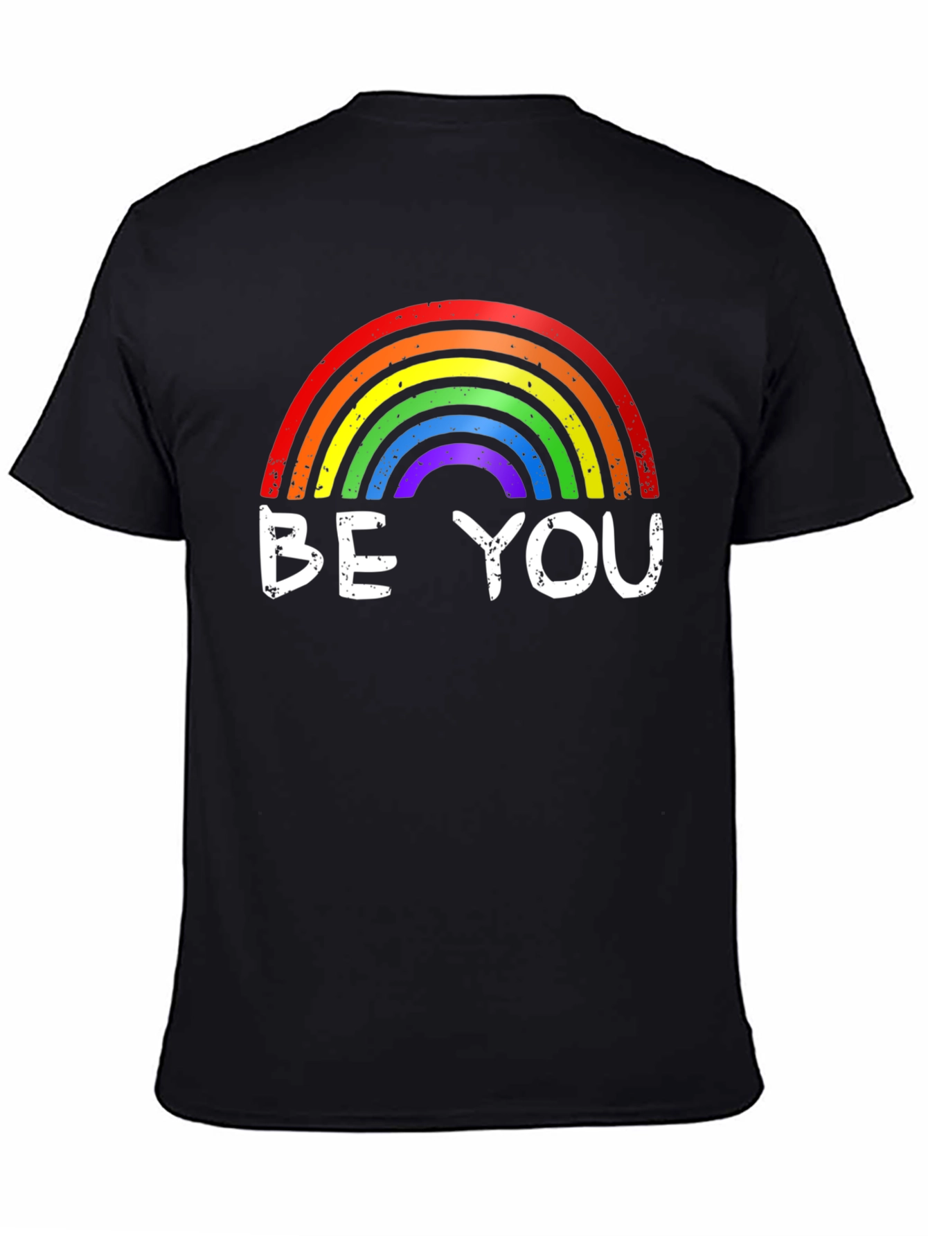 Camiseta Negra Sé Tú con Arcoíris