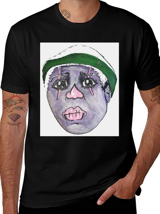 Camiseta Negra con Diseño Artístico Facial