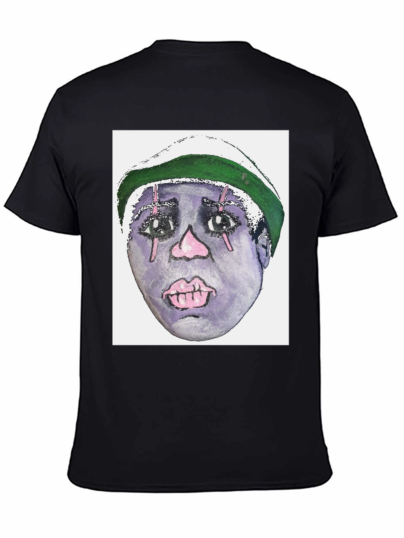 Camiseta Negra con Diseño Artístico Facial