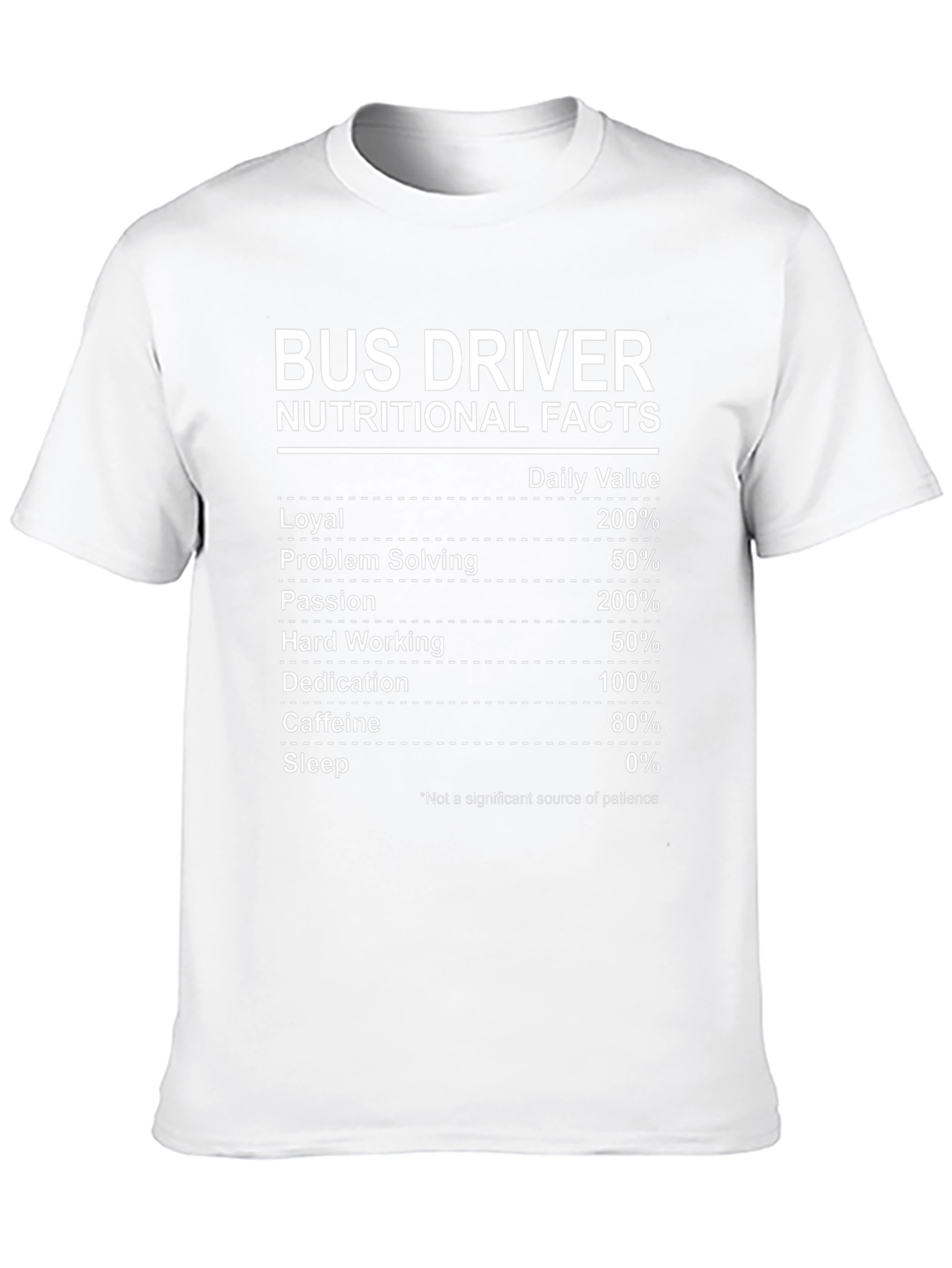 Camiseta Bus Driver Nutritional Facts