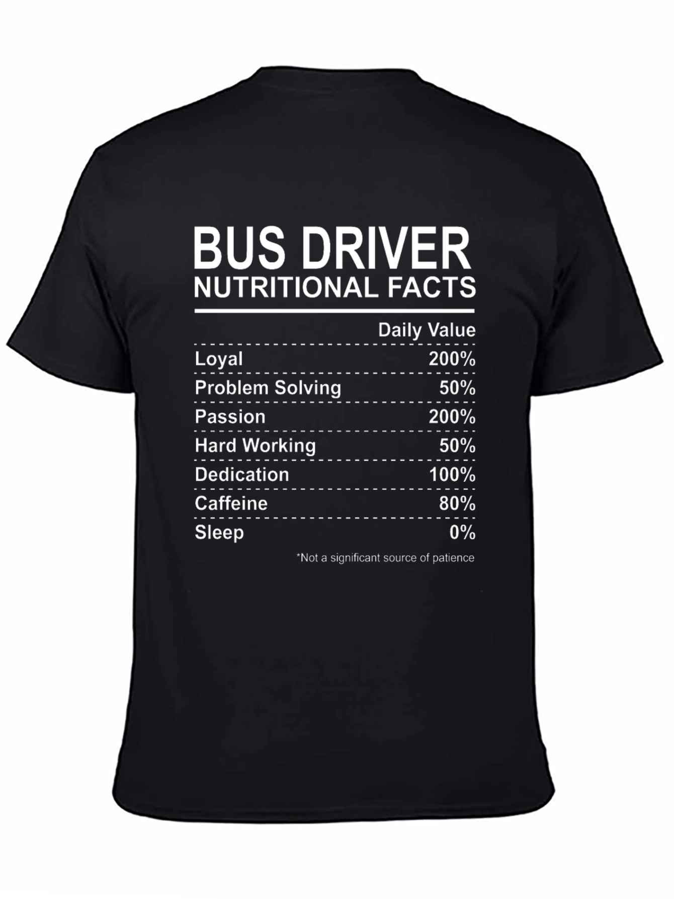 Camiseta Bus Driver Nutritional Facts