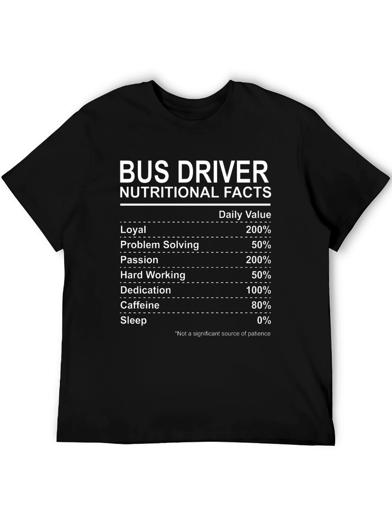 Camiseta Bus Driver Nutritional Facts