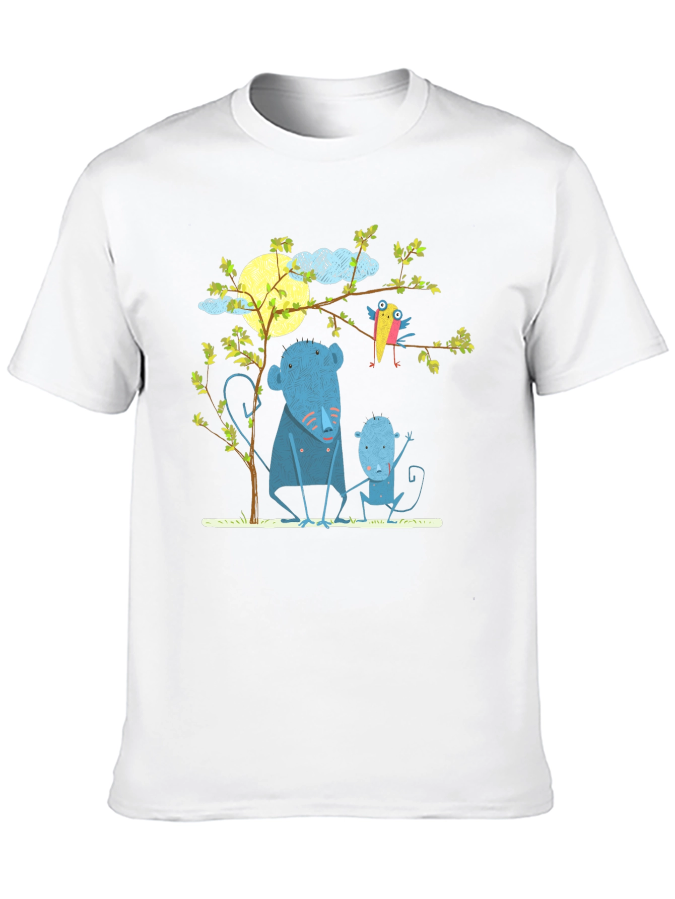 Camiseta negra con diseño de animales y luna