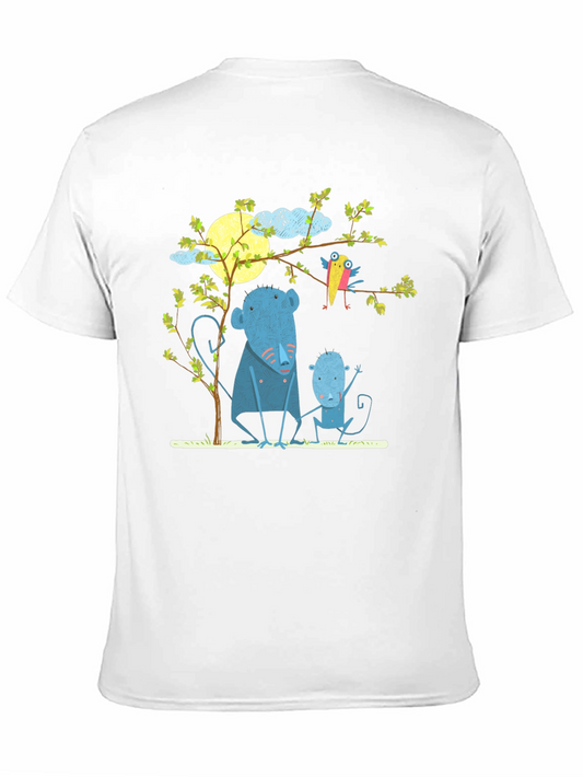 Camiseta negra con diseño de animales y luna