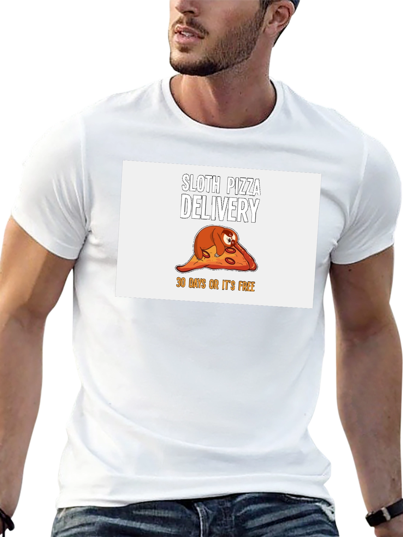 Camiseta Negra con Diseño de Perezoso Pizza Delivery