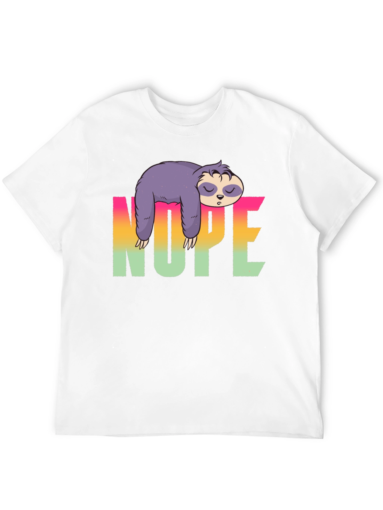 Camiseta Negra Perezosa con Diseño Nope