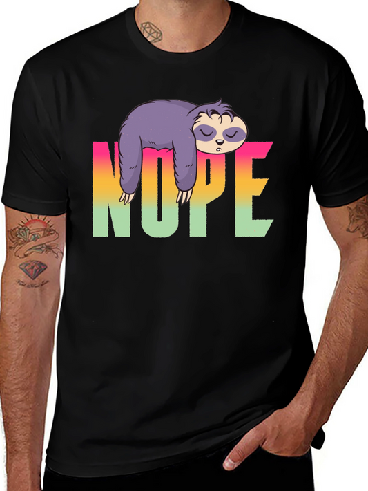 Camiseta Negra Perezosa con Diseño Nope
