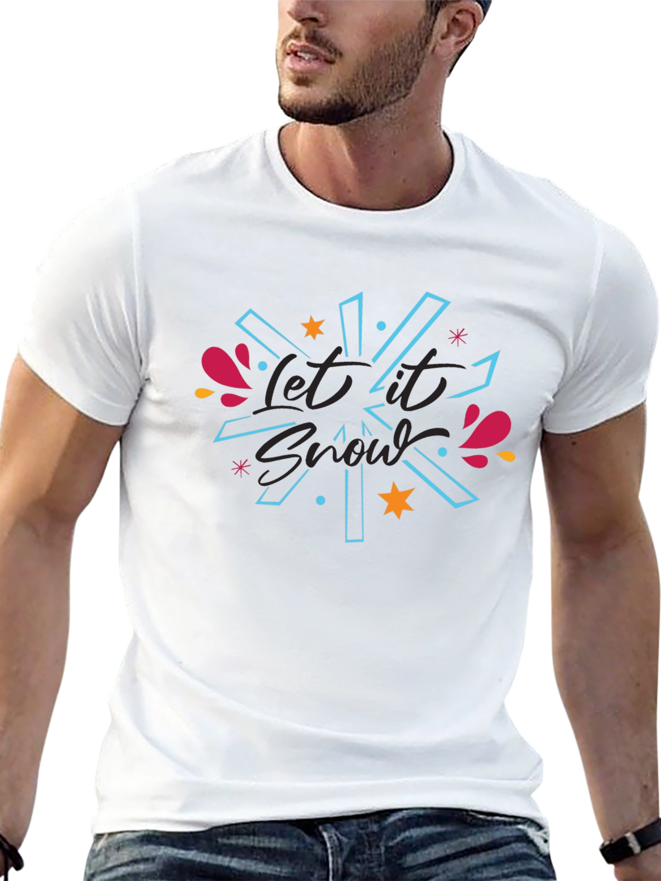 Camiseta Negra Let It Snow Diseño Festivo