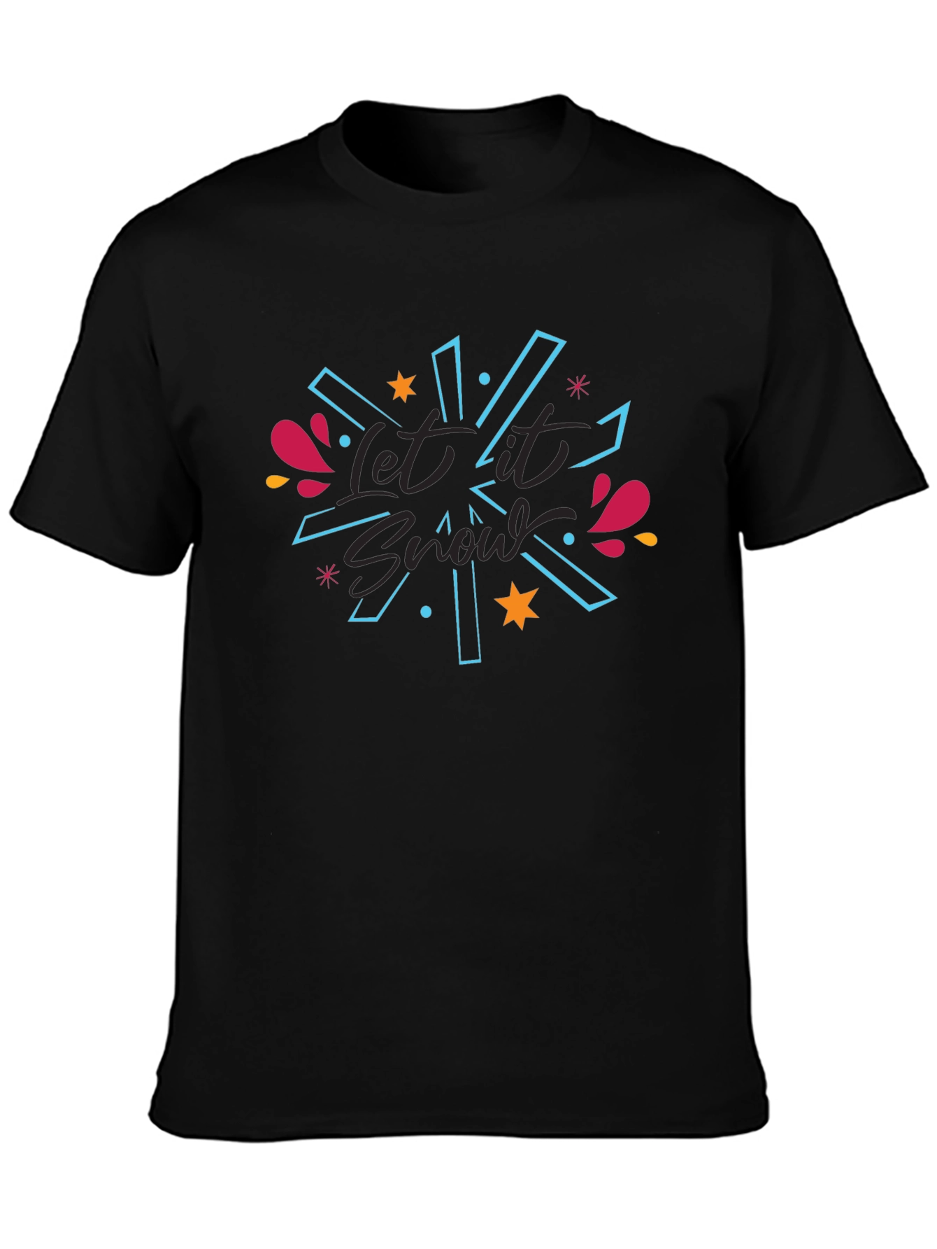 Camiseta Negra Let It Snow Diseño Festivo