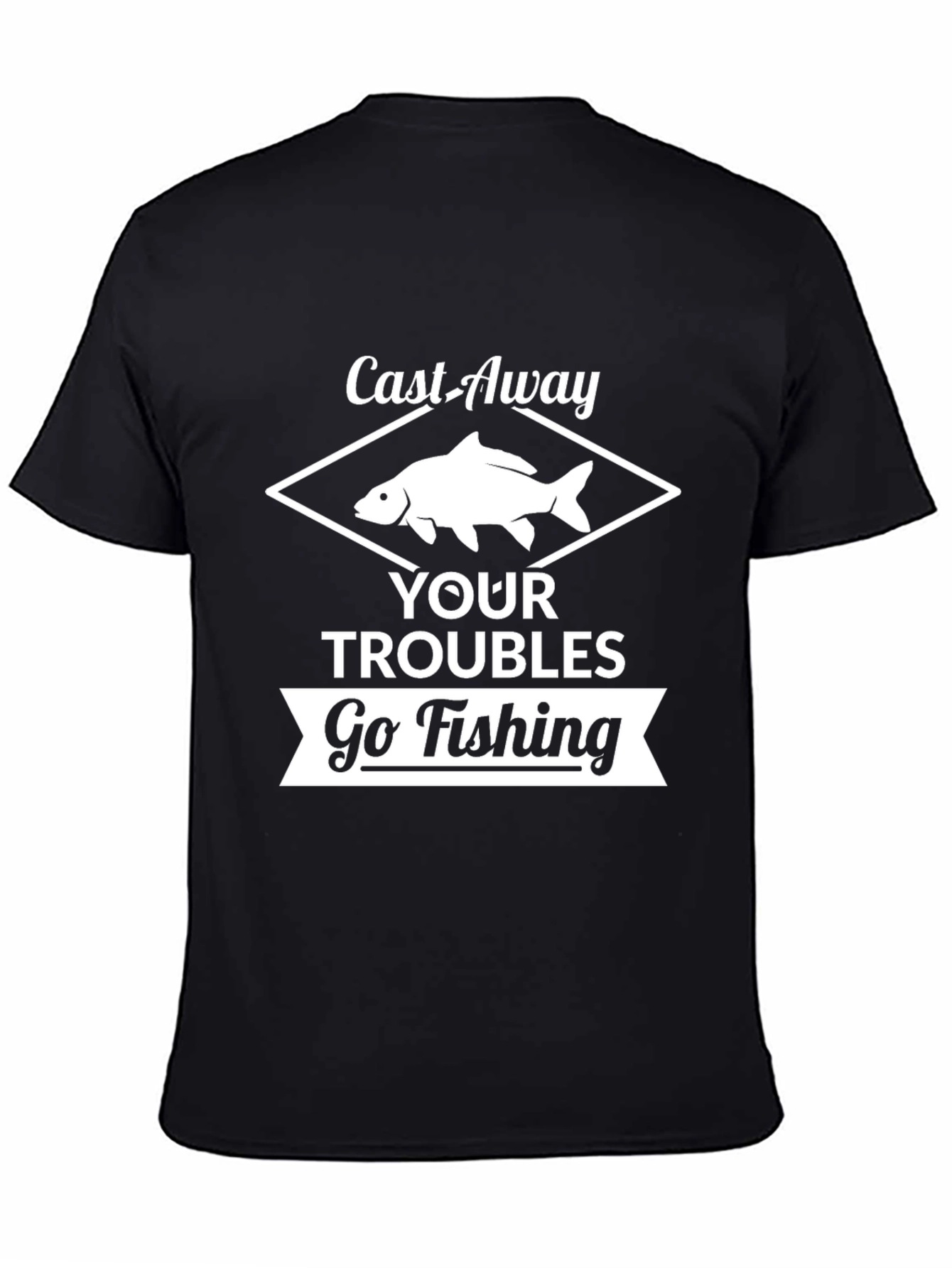 Camiseta Negra: Lanza tus Problemas Ve a Pescar