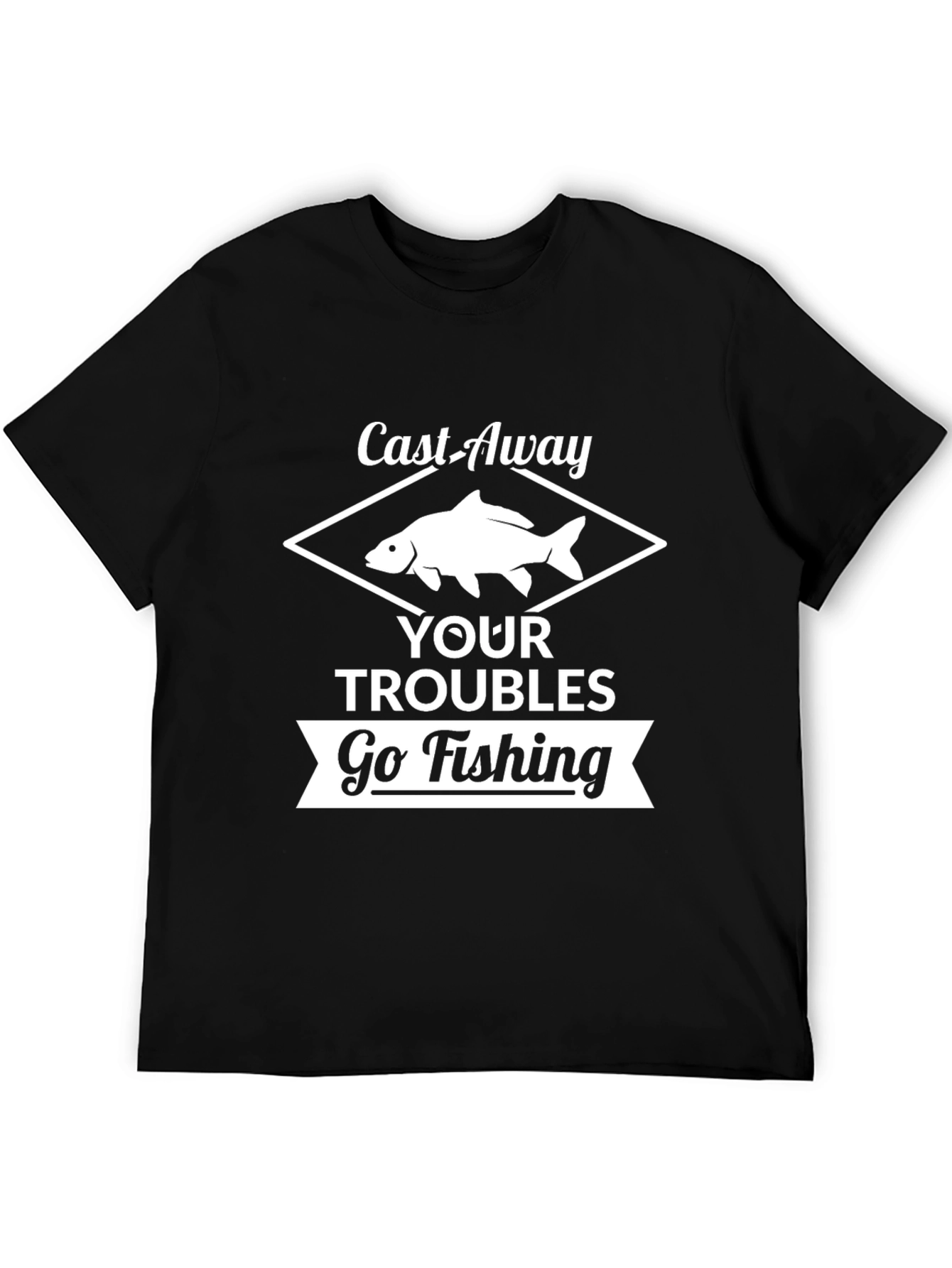 Camiseta Negra: Lanza tus Problemas Ve a Pescar