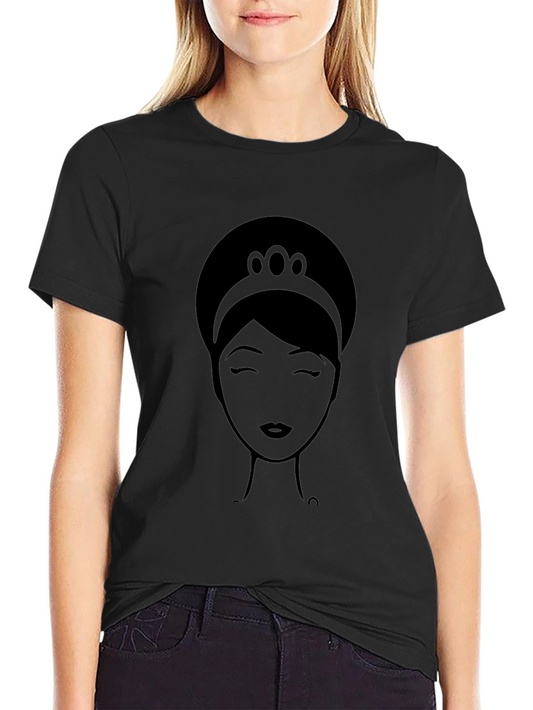 Camiseta Negra con Diseño Audrey Hepburn Minimalista