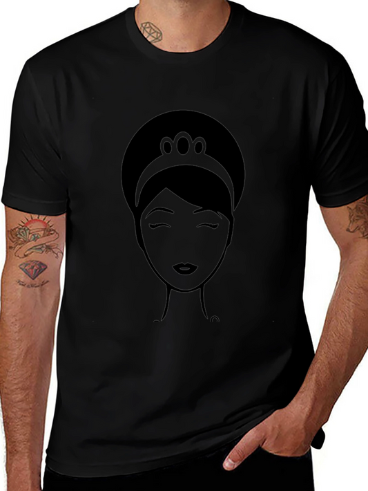 Camiseta Negra con Diseño Audrey Hepburn Minimalista