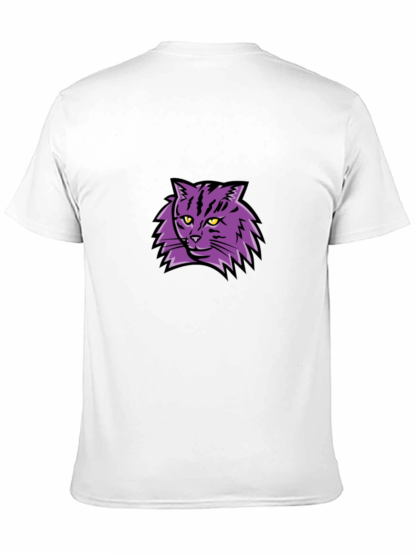 Camiseta Negra con Diseño de Gato Púrpura