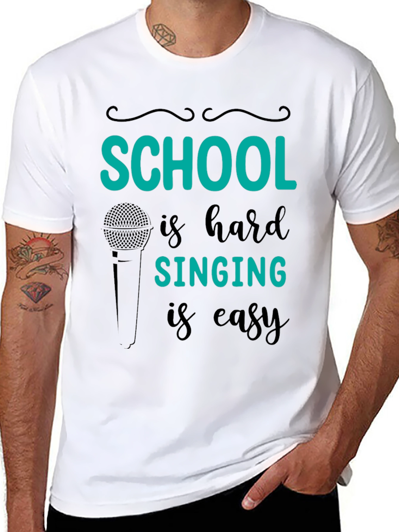 Camiseta Negra School is hard SINGING is easy