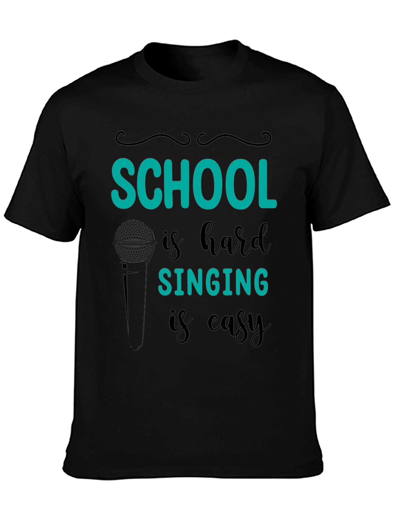 Camiseta Negra School is hard SINGING is easy