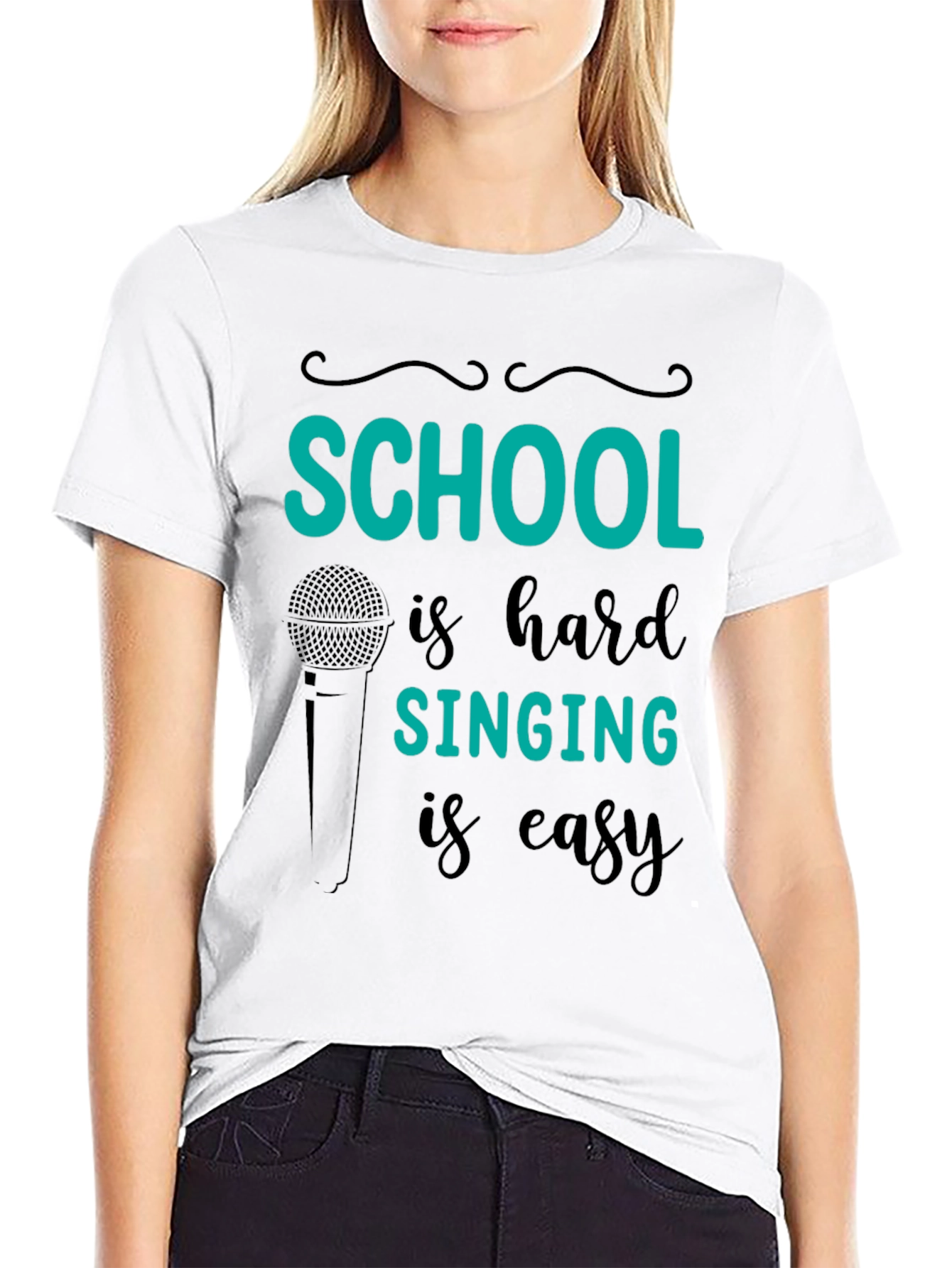 Camiseta Negra School is hard SINGING is easy