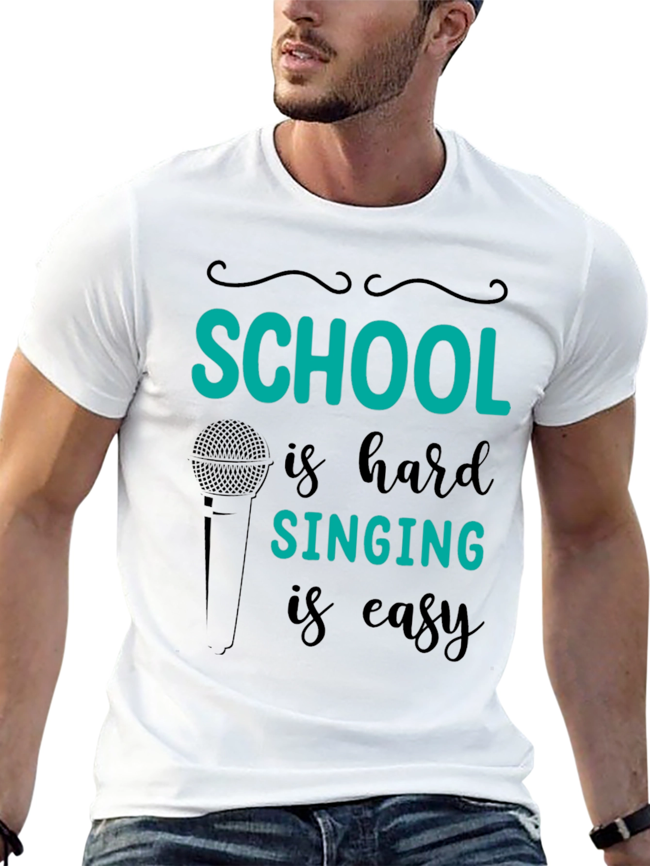 Camiseta Negra School is hard SINGING is easy