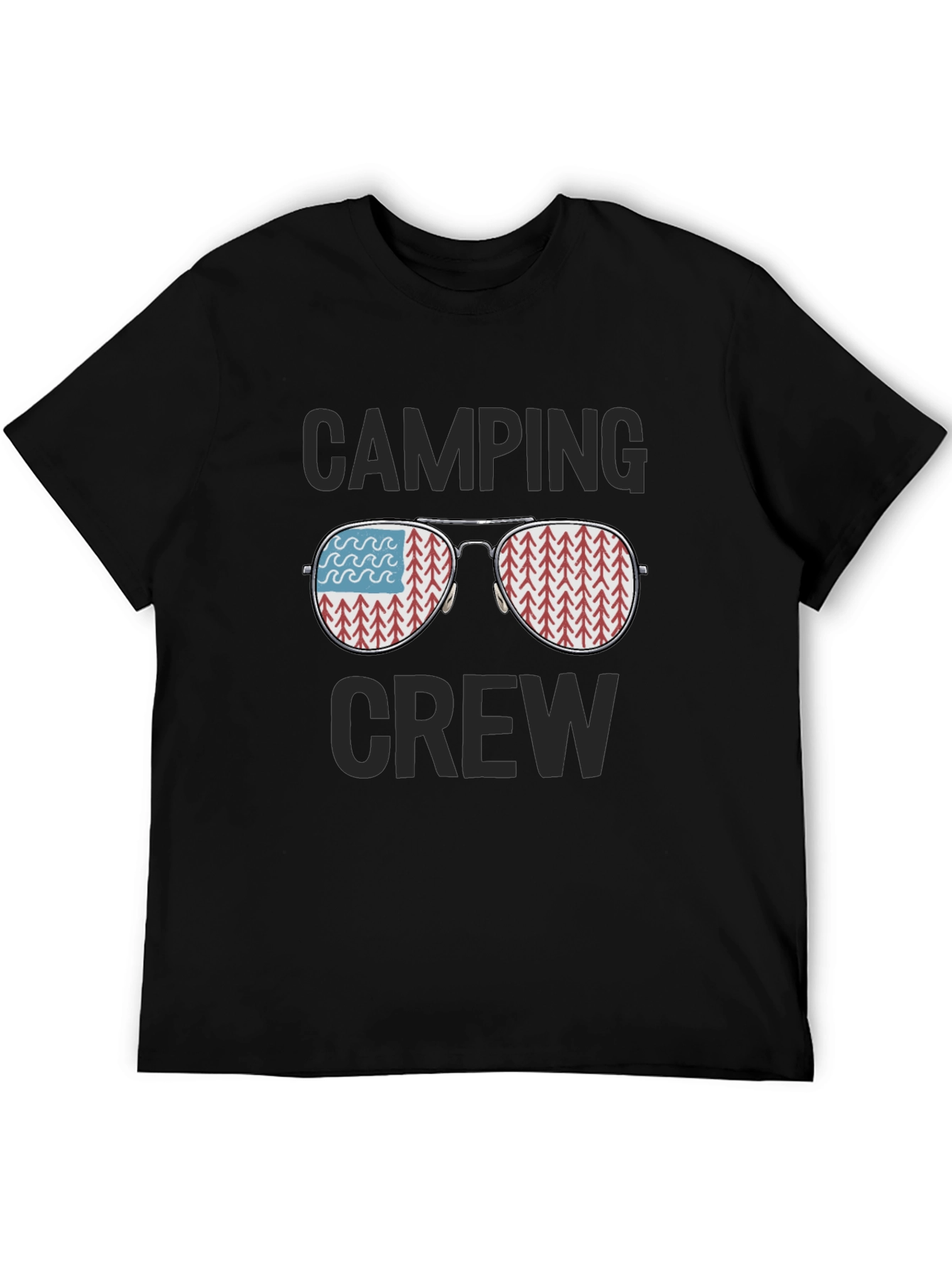 Camiseta Negra Camping Crew Gafas Reflejantes