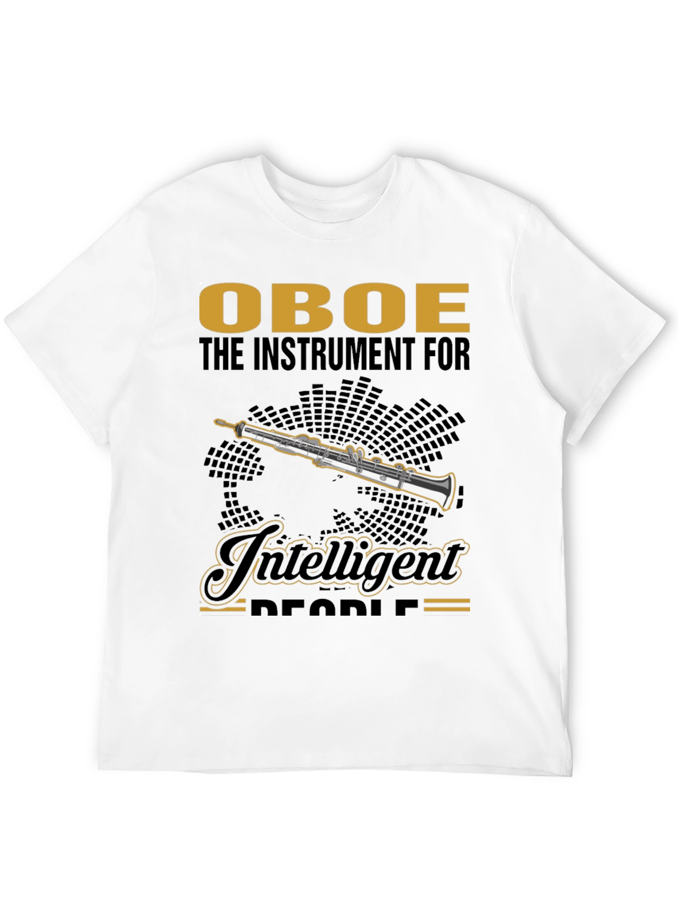 Camiseta Negra con Diseño de Oboe para Músicos Inteligentes