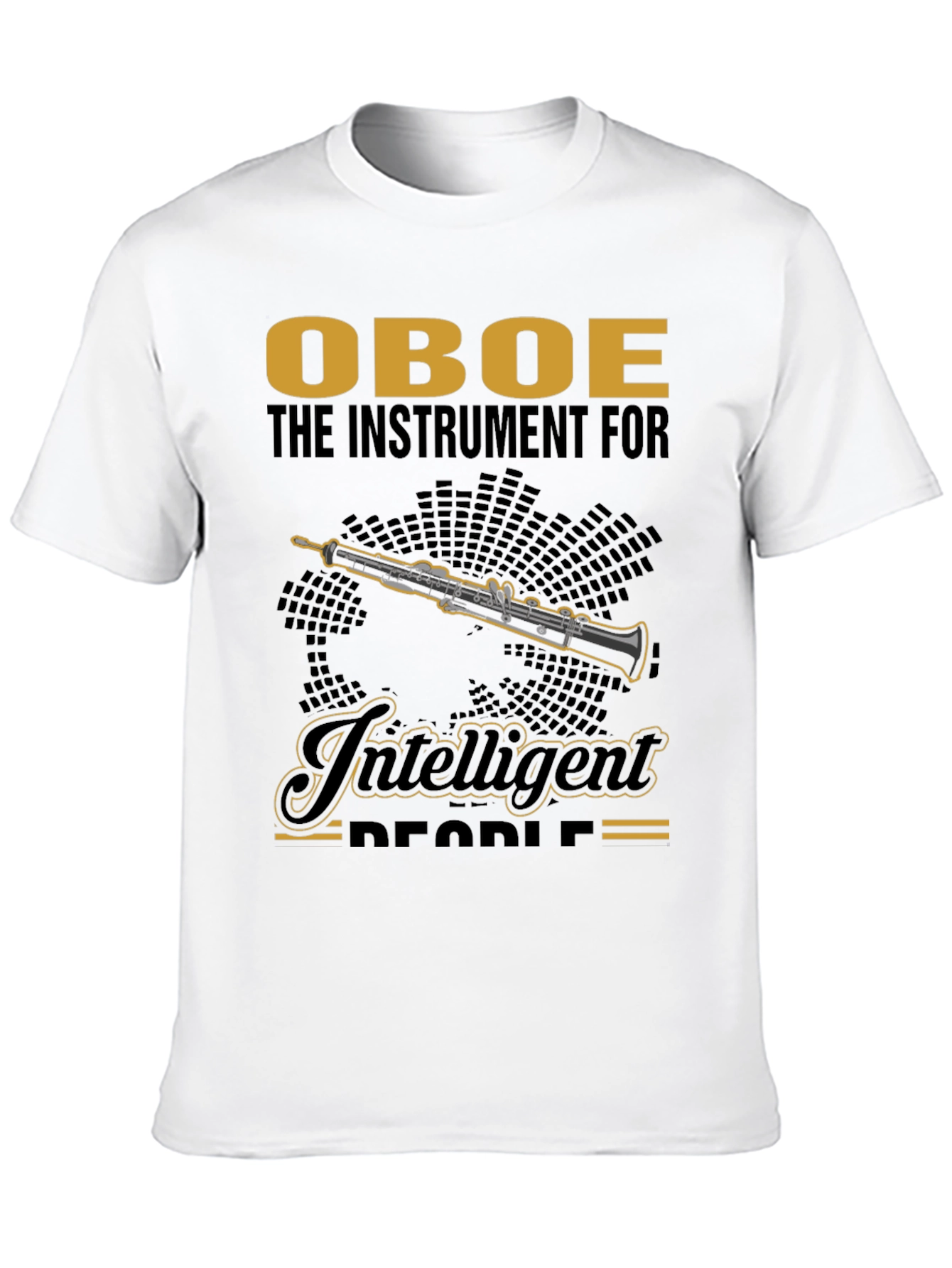 Camiseta Negra con Diseño de Oboe para Músicos Inteligentes