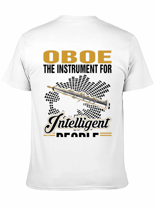 Camiseta Negra con Diseño de Oboe para Músicos Inteligentes