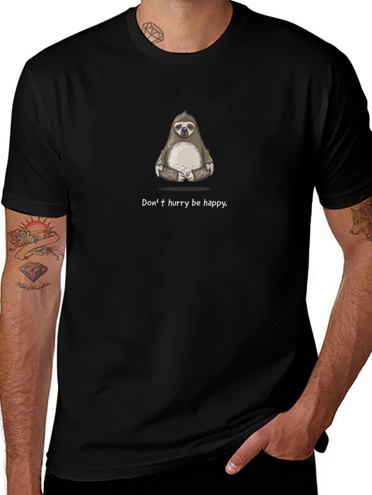 Camiseta Negra con Diseño de Perezoso Zen